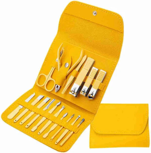16Pcs Premium Stainless Steel Nail Clippers Kit - Yellow