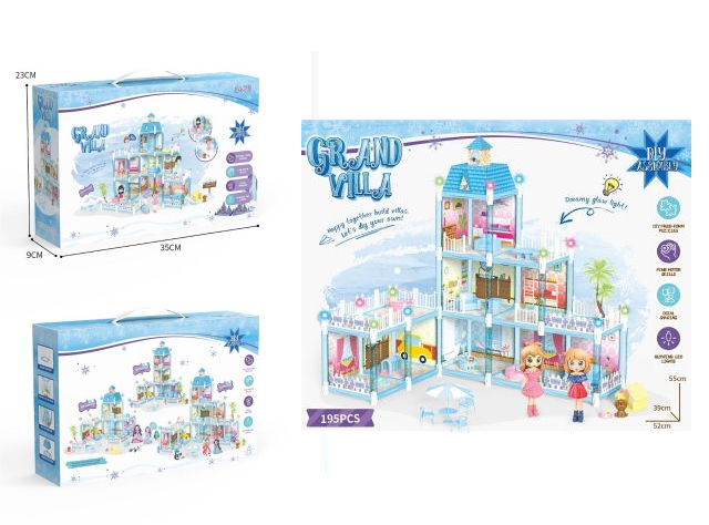 195Pcs DIY Frozen Grand Villa Doll House