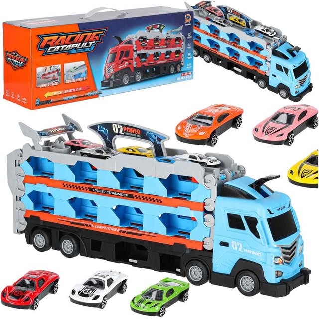 1:18 Car Launching 3-Layers Racing Truck Track Set - 8Pcs Cars