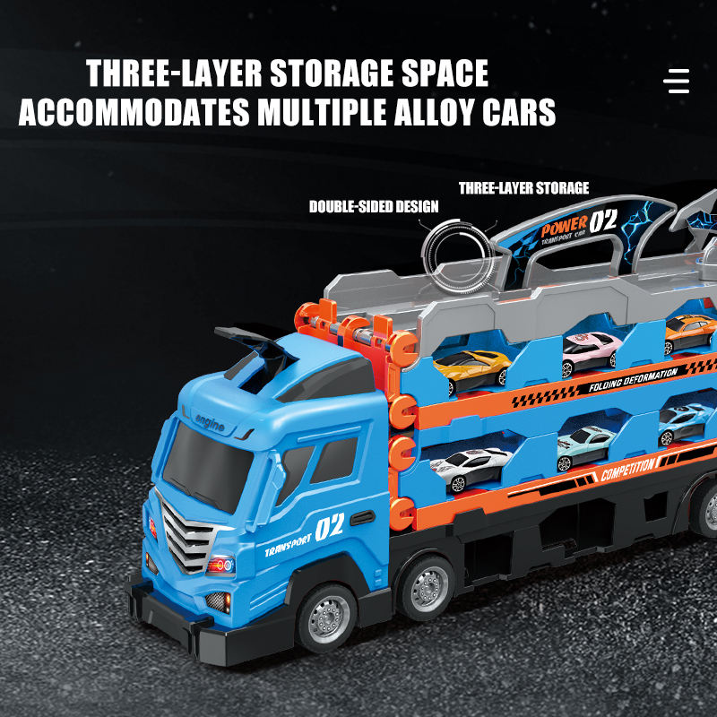1:18 Car Launching 3-Layers Racing Truck Track Set - 8Pcs Cars