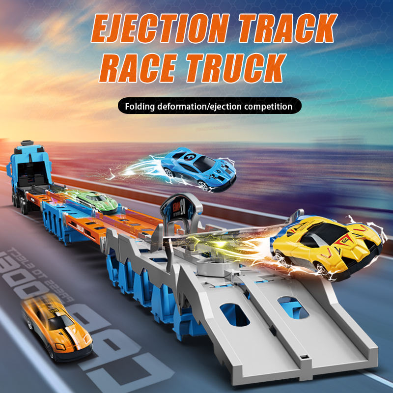 1:18 Car Launching 3-Layers Racing Truck Track Set - 8Pcs Cars