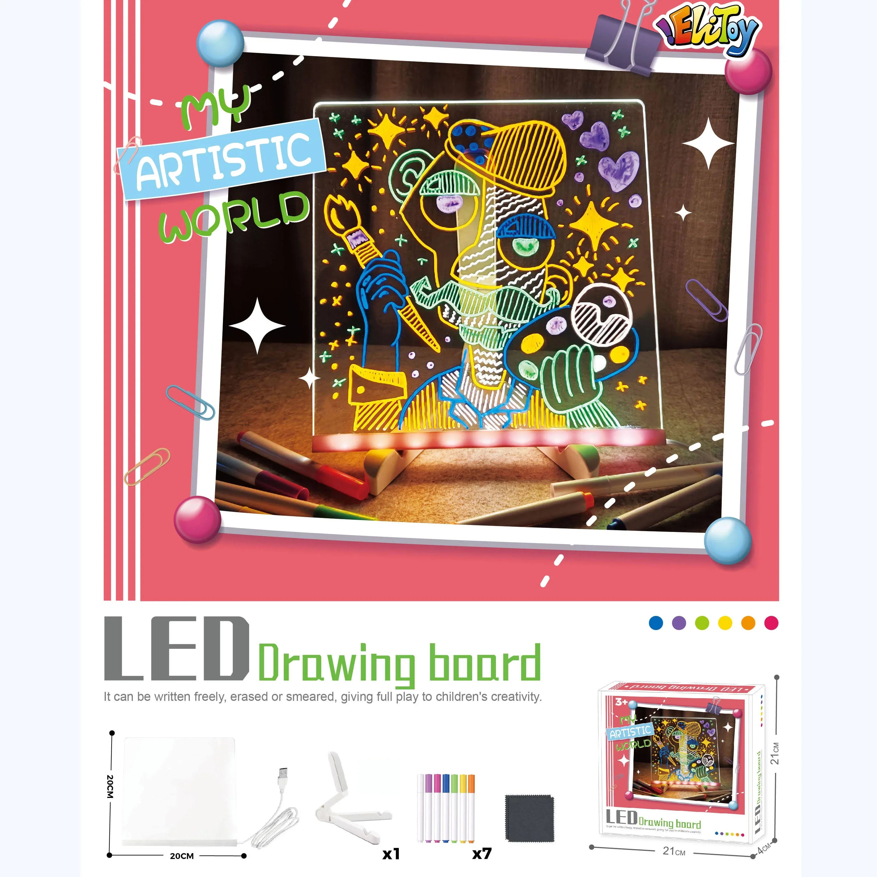 20cm DIY Writing Acrylic LED Lamp Tablet