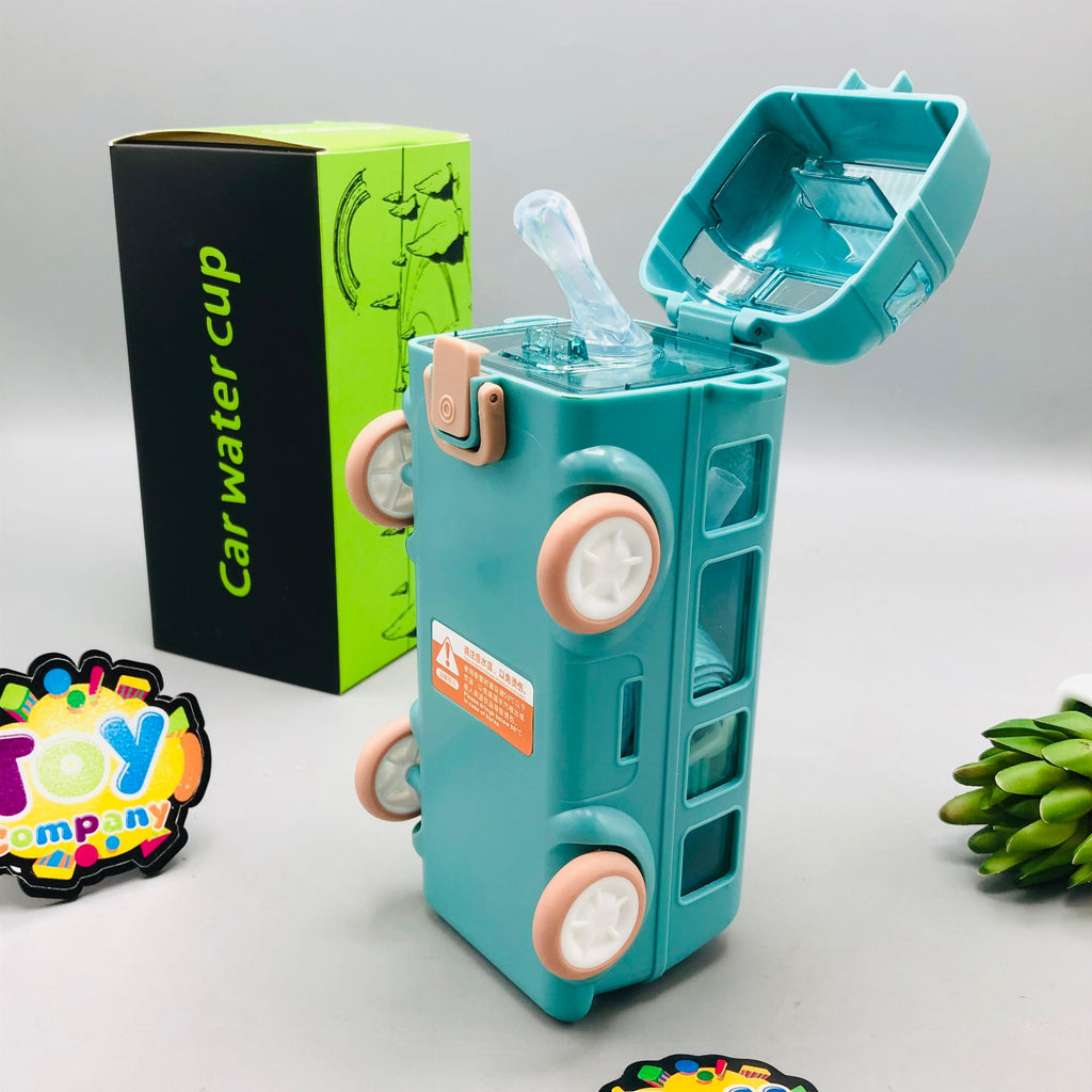 270gms 500ml Cute Bus Design Kids Water Bottle - Green/Blue