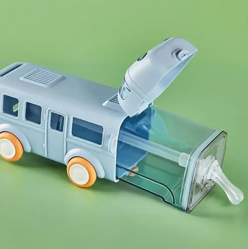 270gms 500ml Cute Bus Design Kids Water Bottle - Green/Blue
