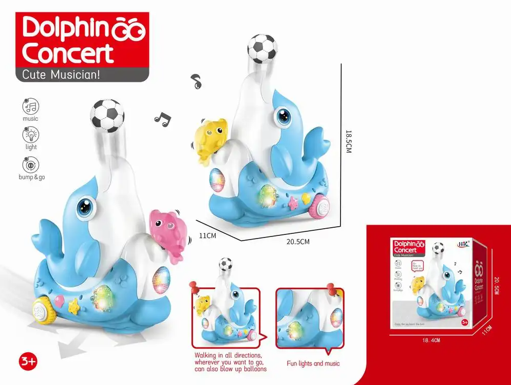 Electric Cute Ball Blowing Dolphin With Light & Music