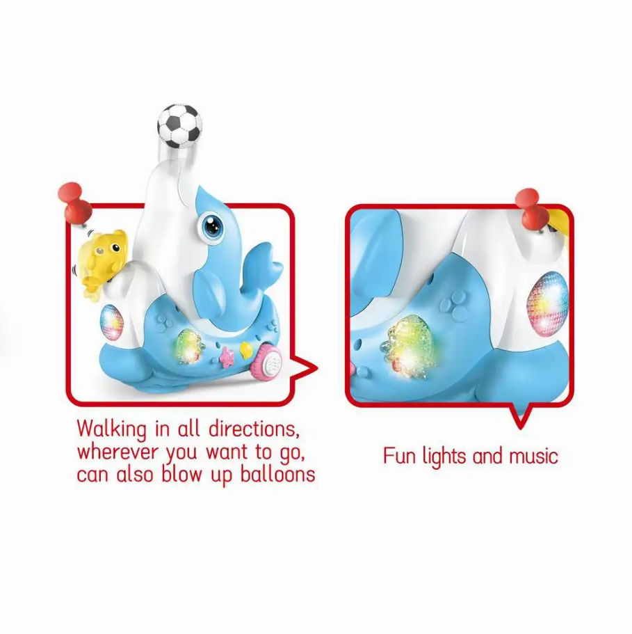 Electric Cute Ball Blowing Dolphin With Light & Music