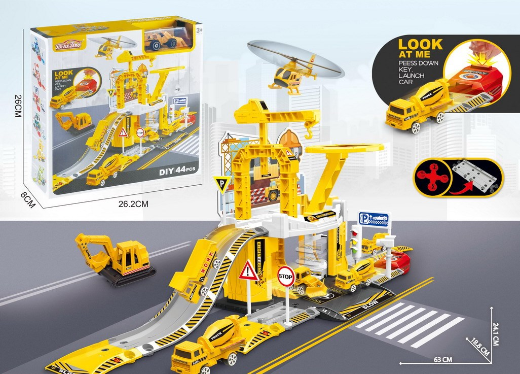 44Pcs DIY Manual Engineering Track Set With 1Pc Alloy Car