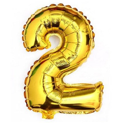 16" Gold Number 2 Foil Balloon - 10Pcs