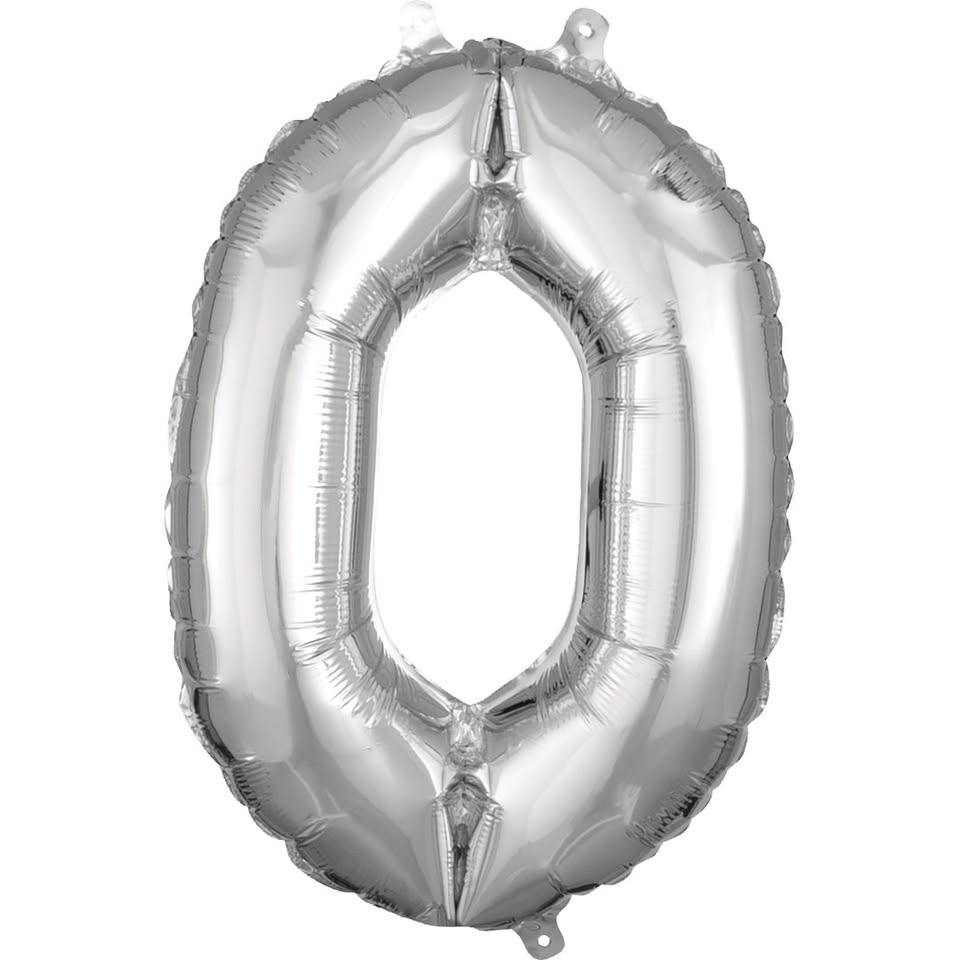16" Silver Number 0 Foil Balloon - 10Pcs
