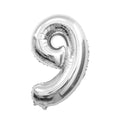 16" Silver Number 9 Foil Balloon - 10Pcs