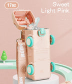 270gms 500ml Cute Bus Design Kids Water Bottle - Pink