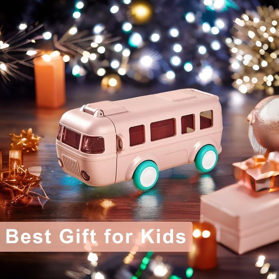 270gms 500ml Cute Bus Design Kids Water Bottle - Pink