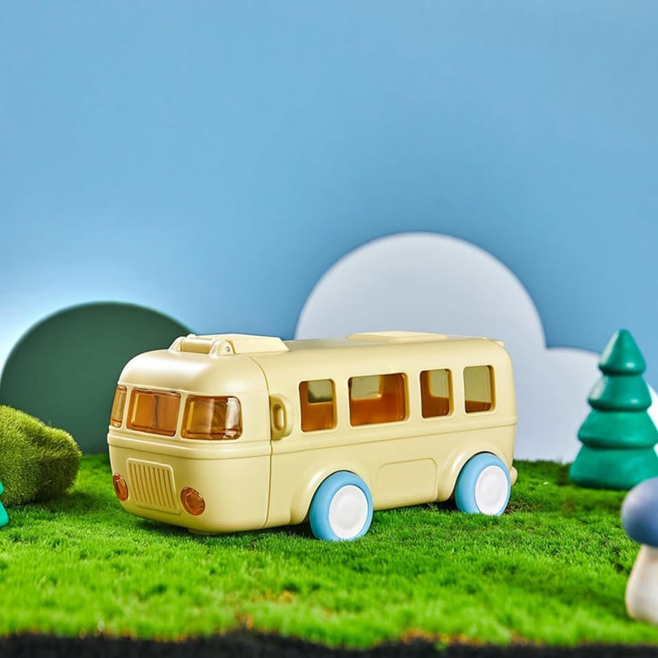 270gms 500ml Cute Bus Design Kids Water Bottle - Yellow
