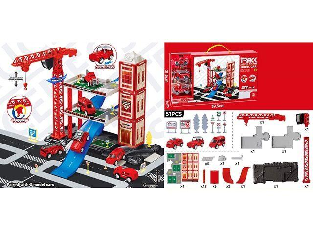 51Pcs DIY Manual Police Parking Track Set With 3Pc Car