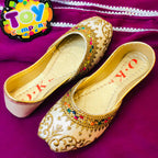 Hand-Made Multani Khussa For Girls Multi-Off White