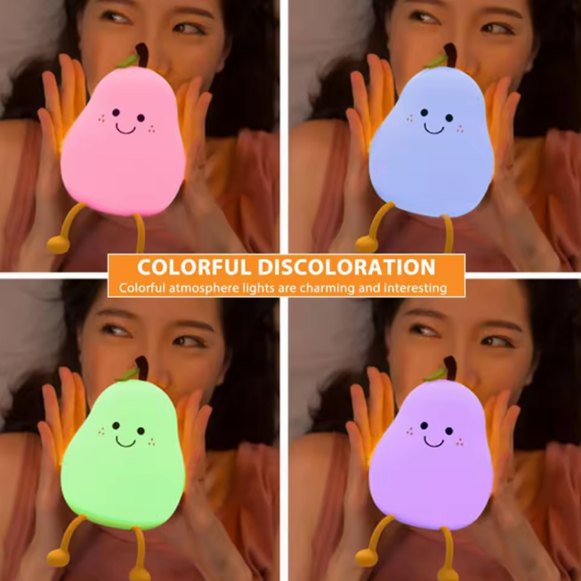 Rechargeable & Touchable Cute Pear Shape Silicon Table Lamp