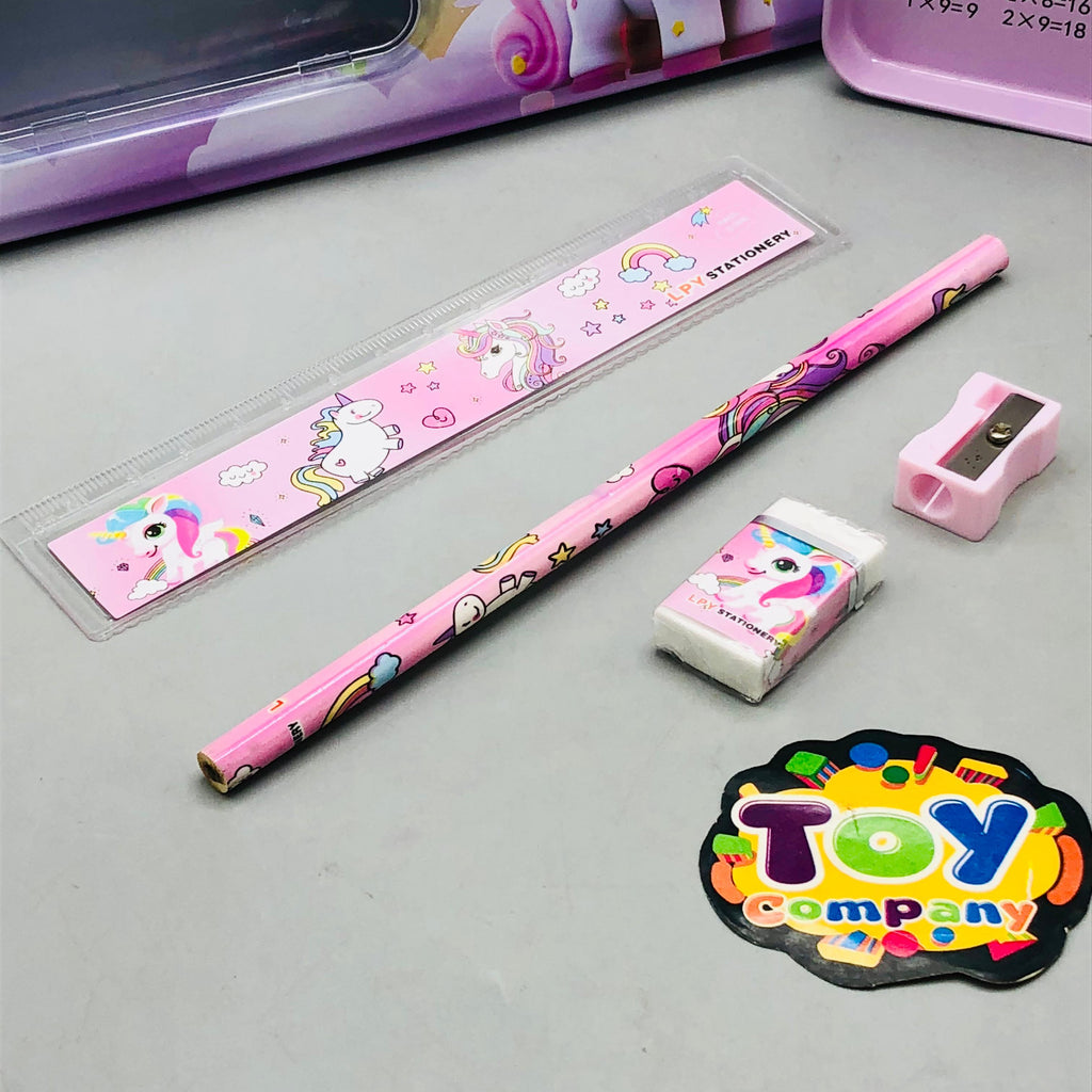 6Pcs Unicorn Themed Tin Geometry Box