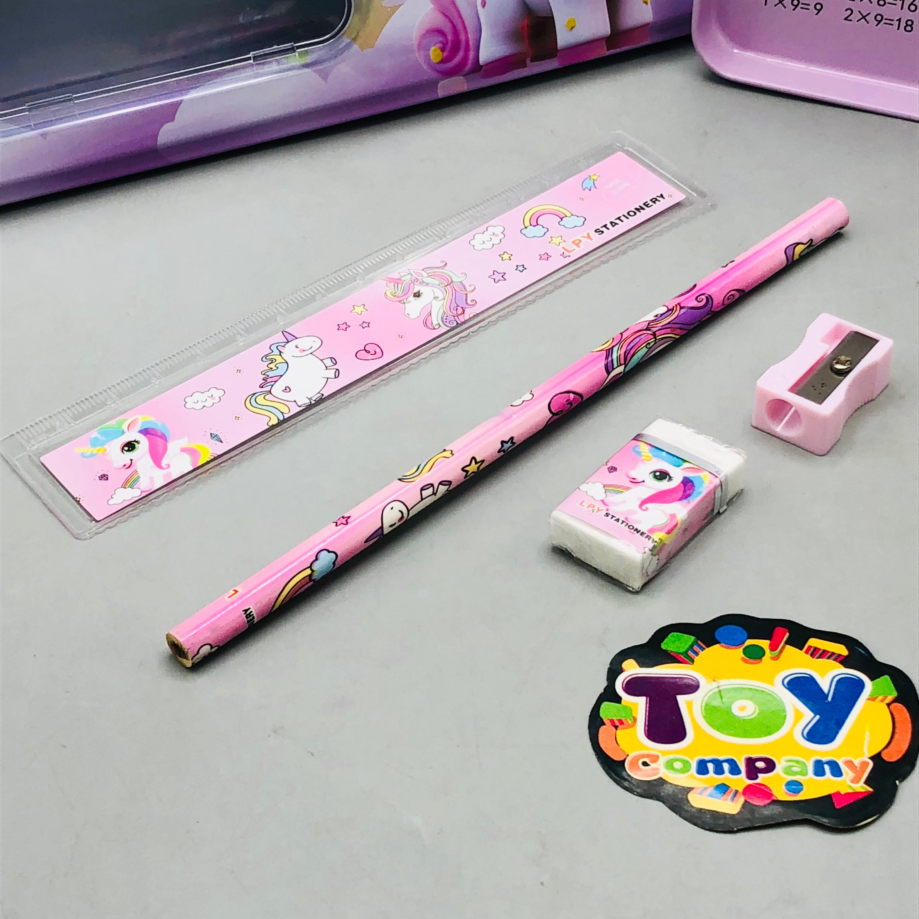 6Pcs Unicorn Themed Tin Geometry Box