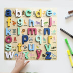 Wooden Small Letters a-z With Shapes Board