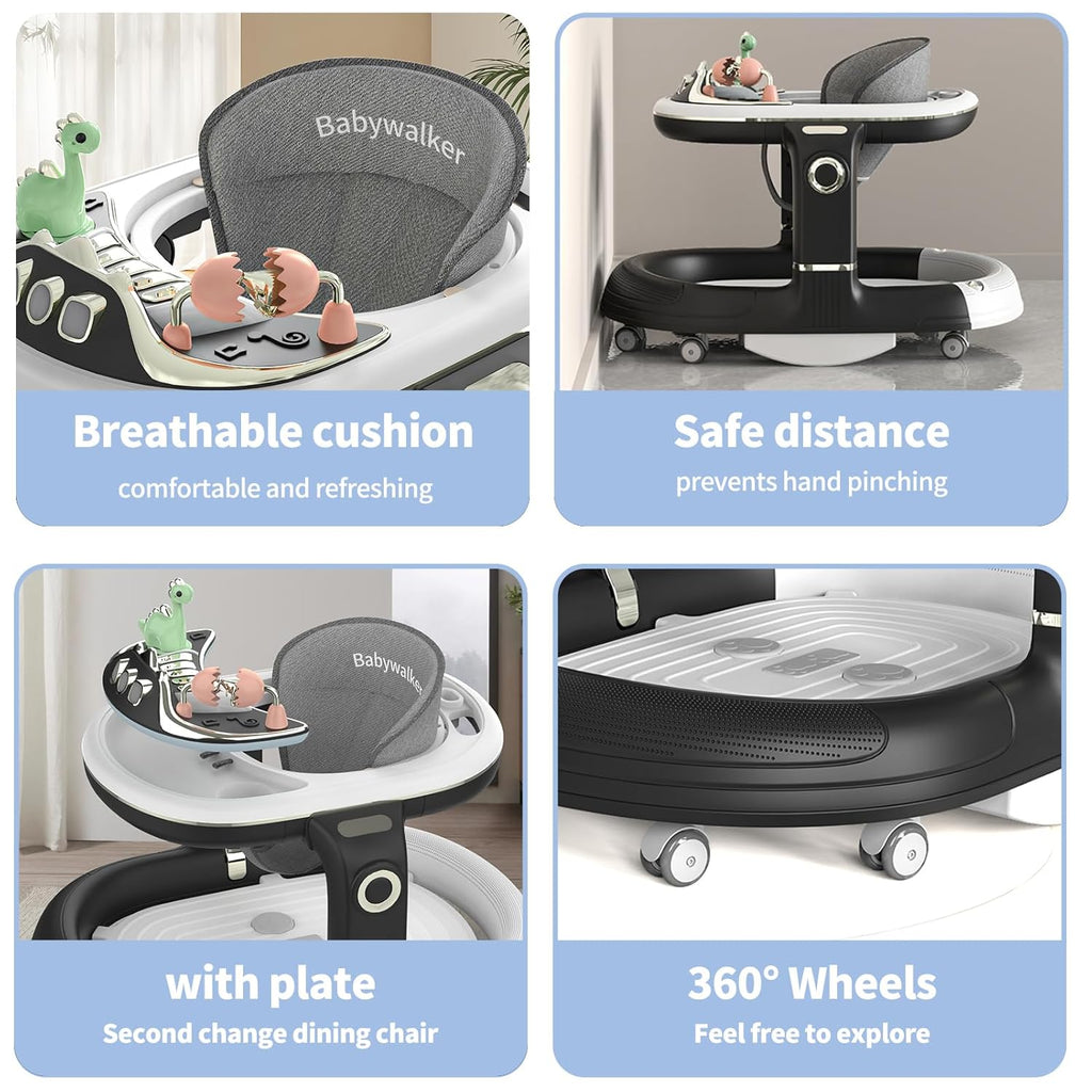 4in1 Multi-functional Baby Dino Musical Walker - Black
