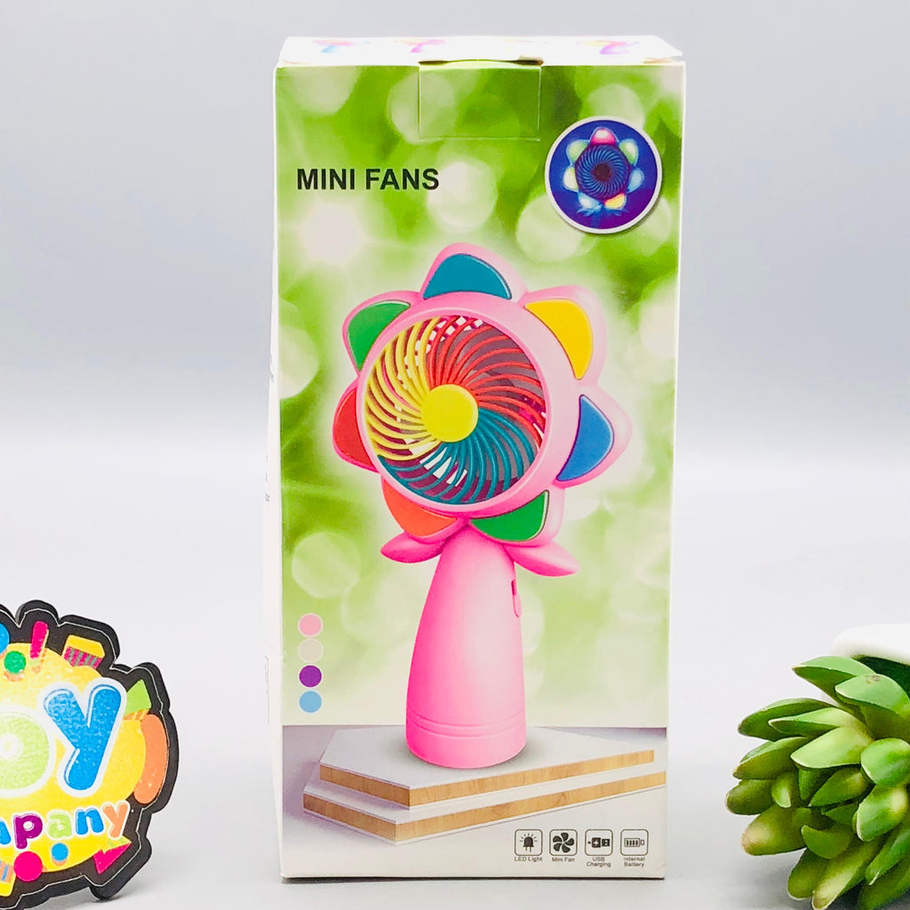 7" Rechargeable Seven Color Flower Mini Cooling Fan