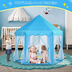 Prince Castle Play Tent House With Fairy Lights - Blue