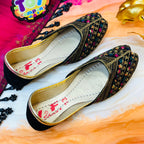 Hand-Made Multani Khussa For Girls - Multi Black