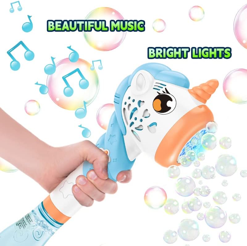 8 Holes Battery Operated Unicorn Colorful Bubble Stick