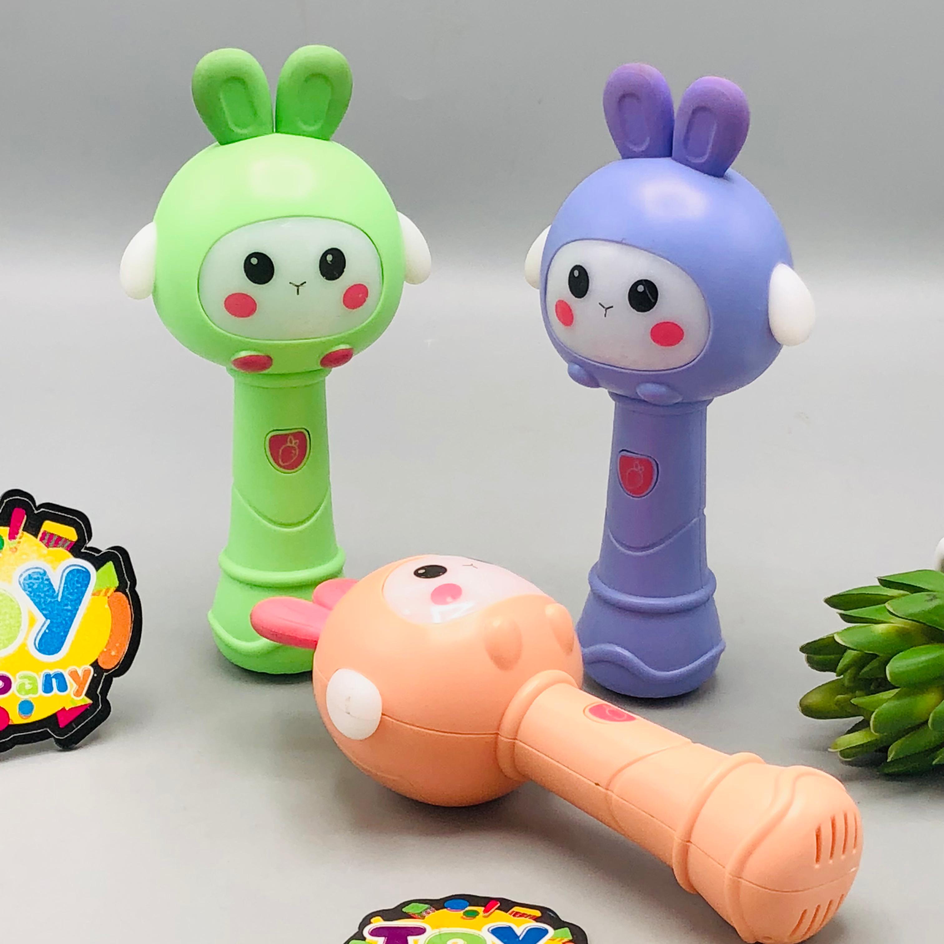 Baby Cute Musical Rabbit Stick With Lights - 1Pc
