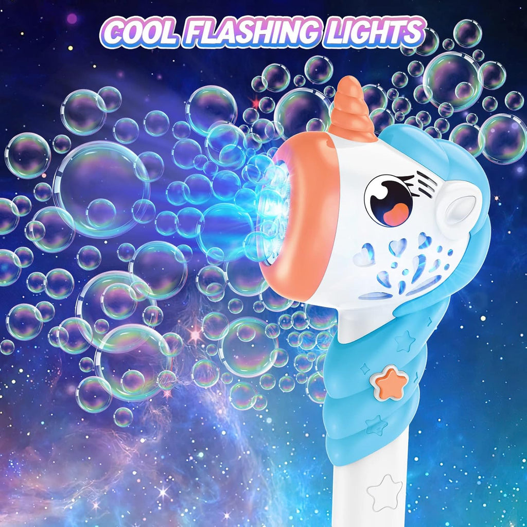 8 Holes Battery Operated Unicorn Colorful Bubble Stick