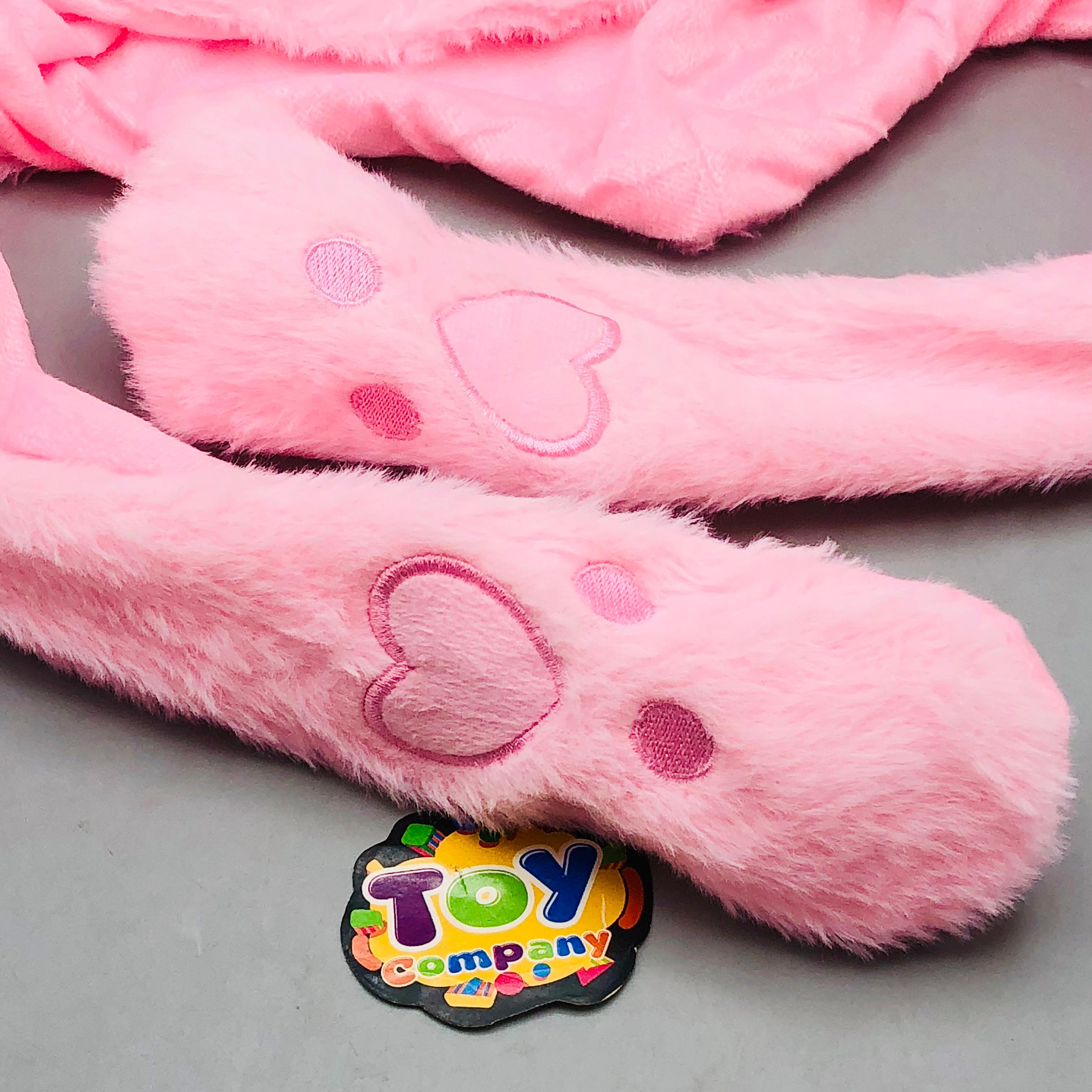 Premium Kids Bunny Luminous Glowing Lights Ear Flaps Cap - Pink