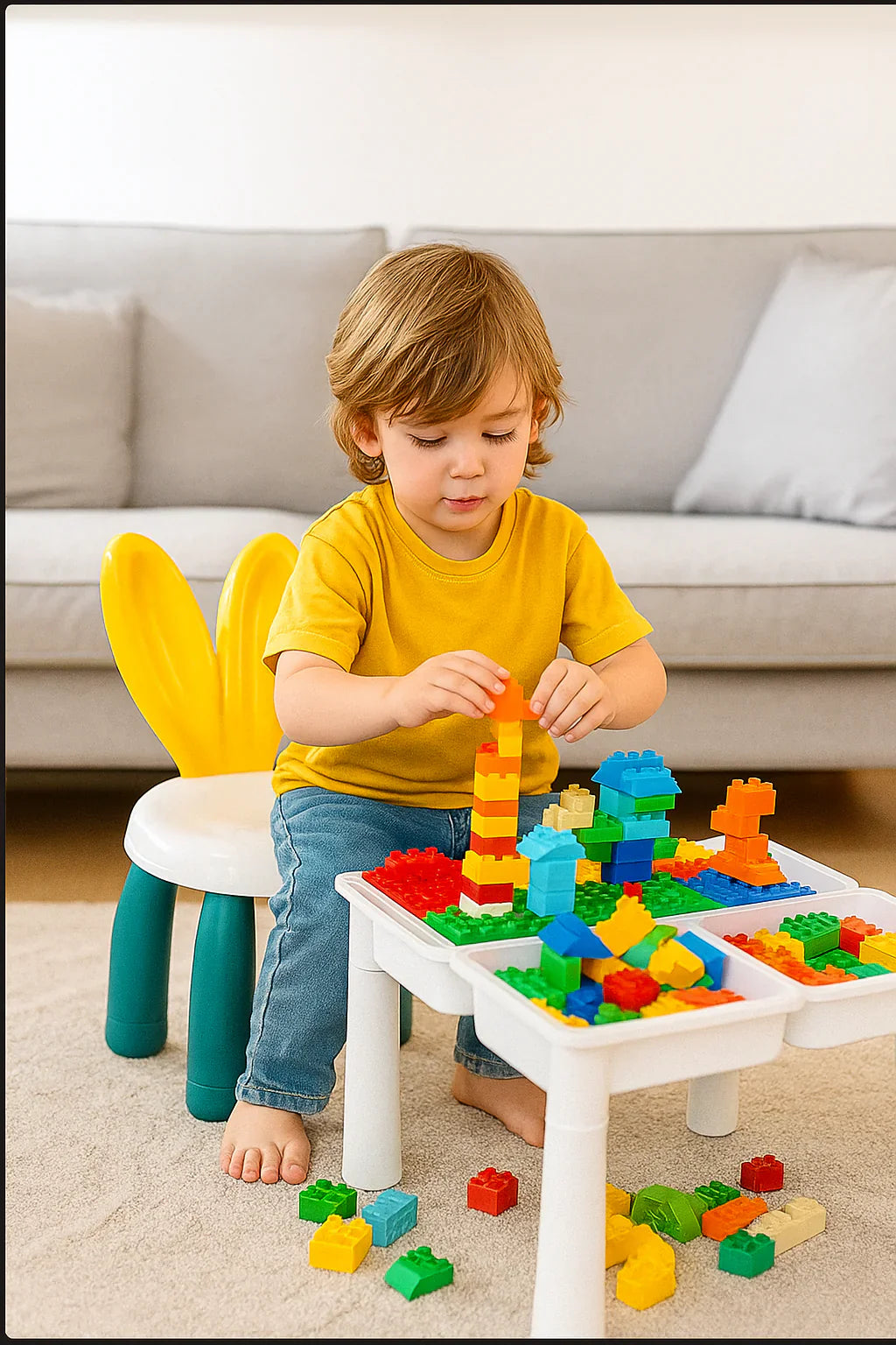 102Pcs Premium Animal World Building Blocks Table With Stool