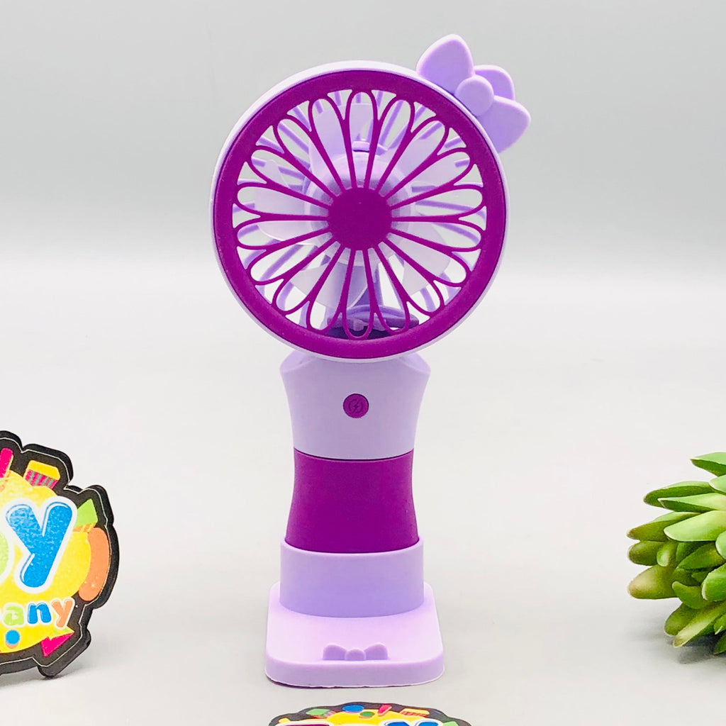 6.5" Rechargeable Cute Bow Design Mini Fan With Light