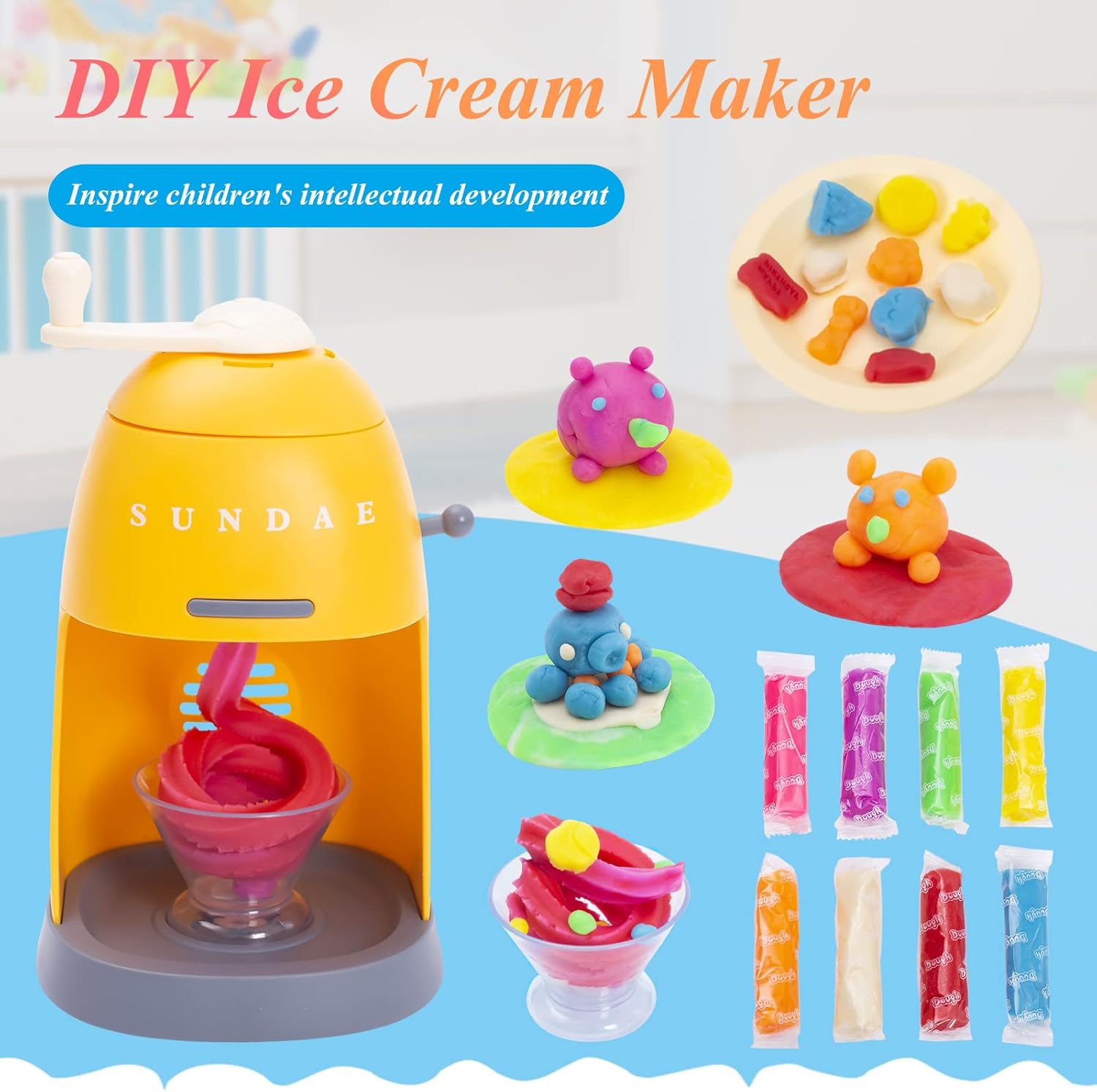 DIY Manual Colored Play Dough Ice Cream Machine