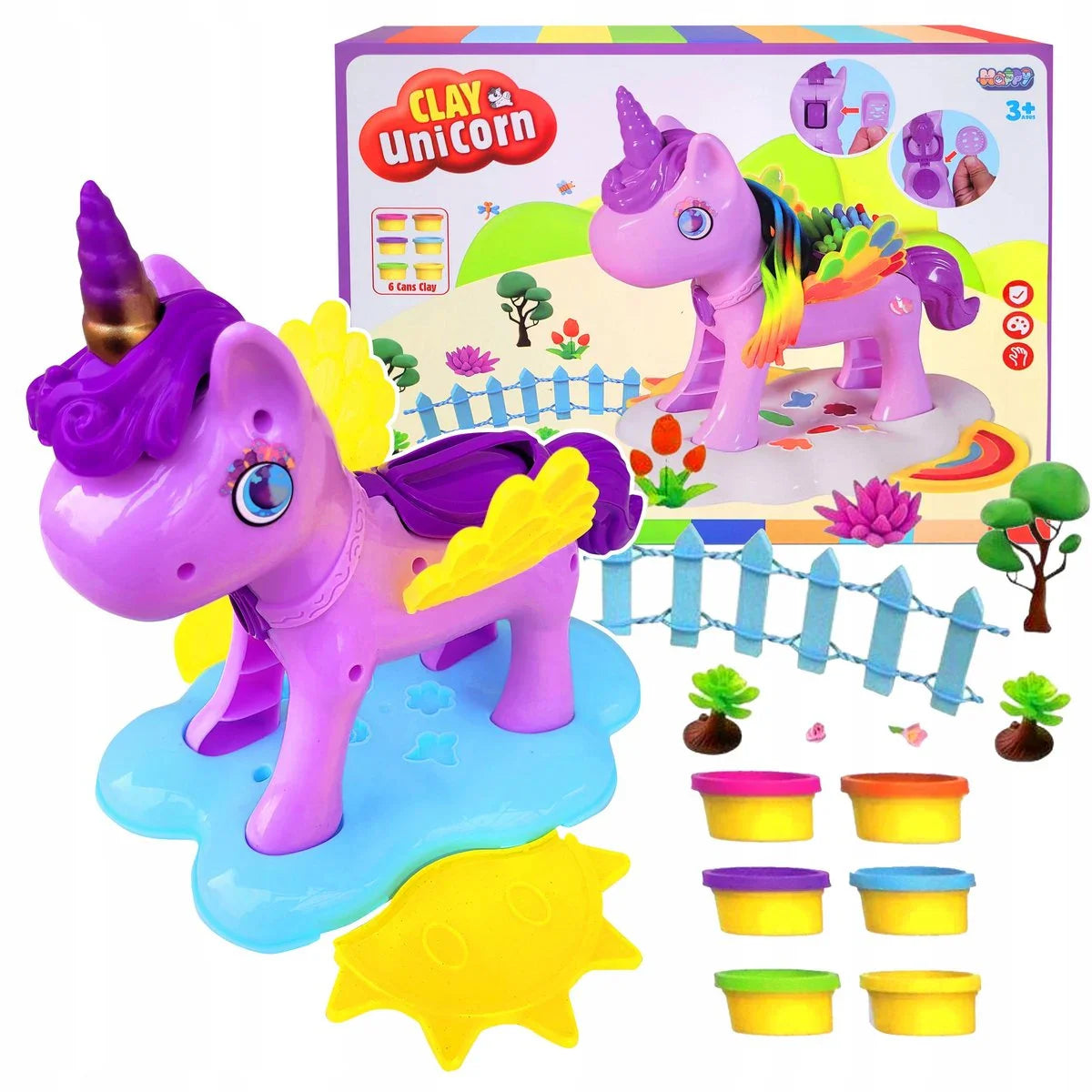 19Pcs DIY Cute Unicorn Colored Play Dough Set