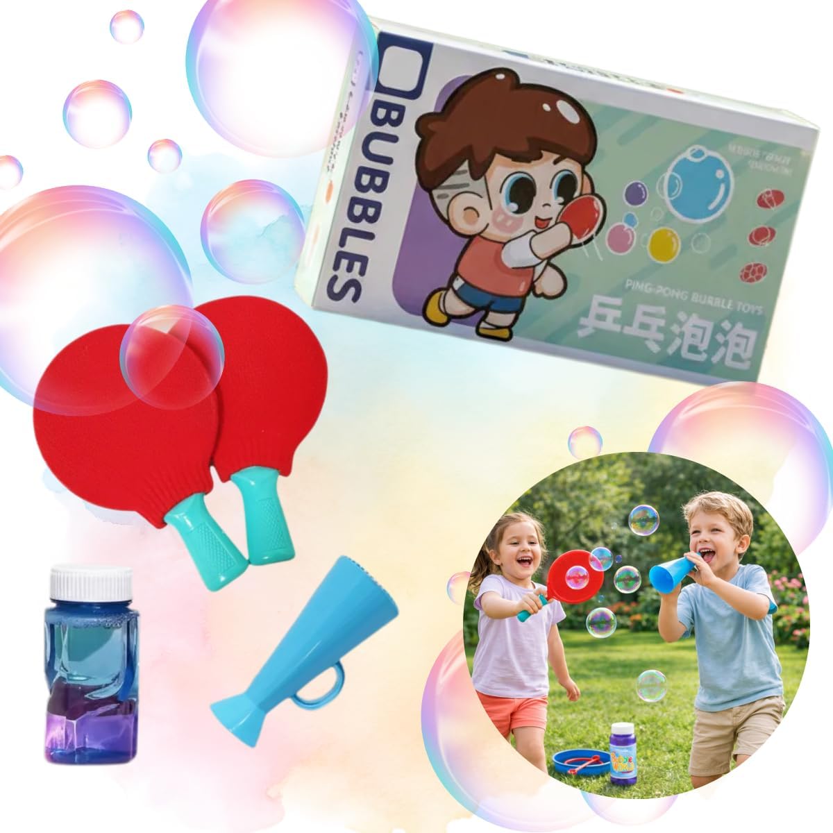Kids Colorful Bubbles Ping Pong Set