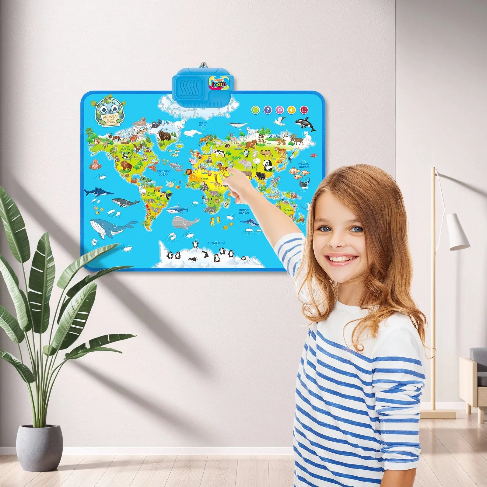 Multi-functional Baby Animals World Musical Map