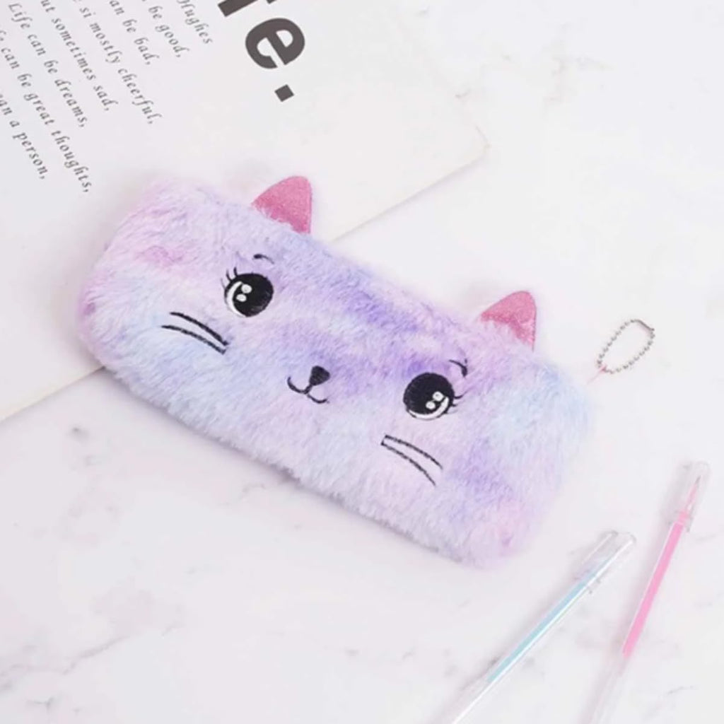 Plush Kitty Fur Pencil Pouch - 1Pc