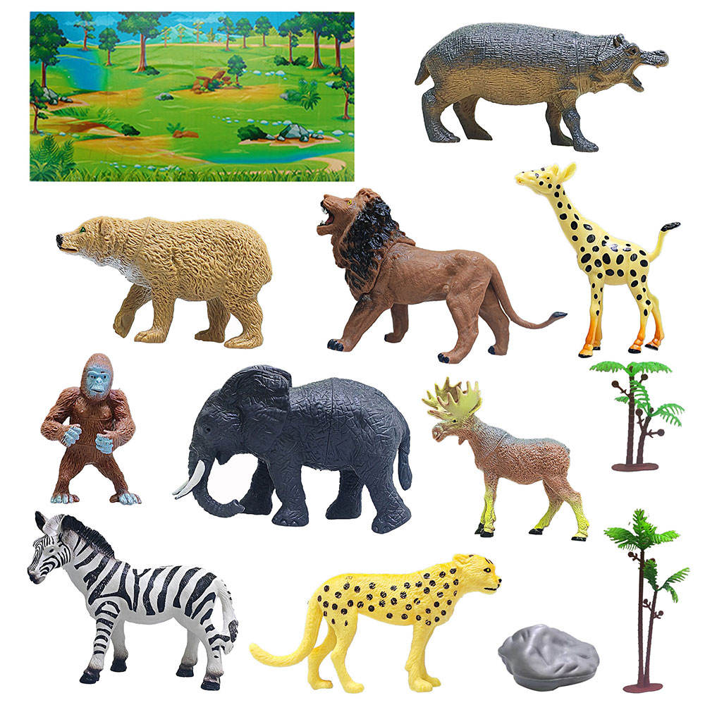 21Pcs Kids Premium Wild Animals With Storage Box