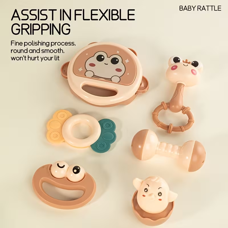 6Pcs Baby Rattles & Teether Set With Storage Suitcase