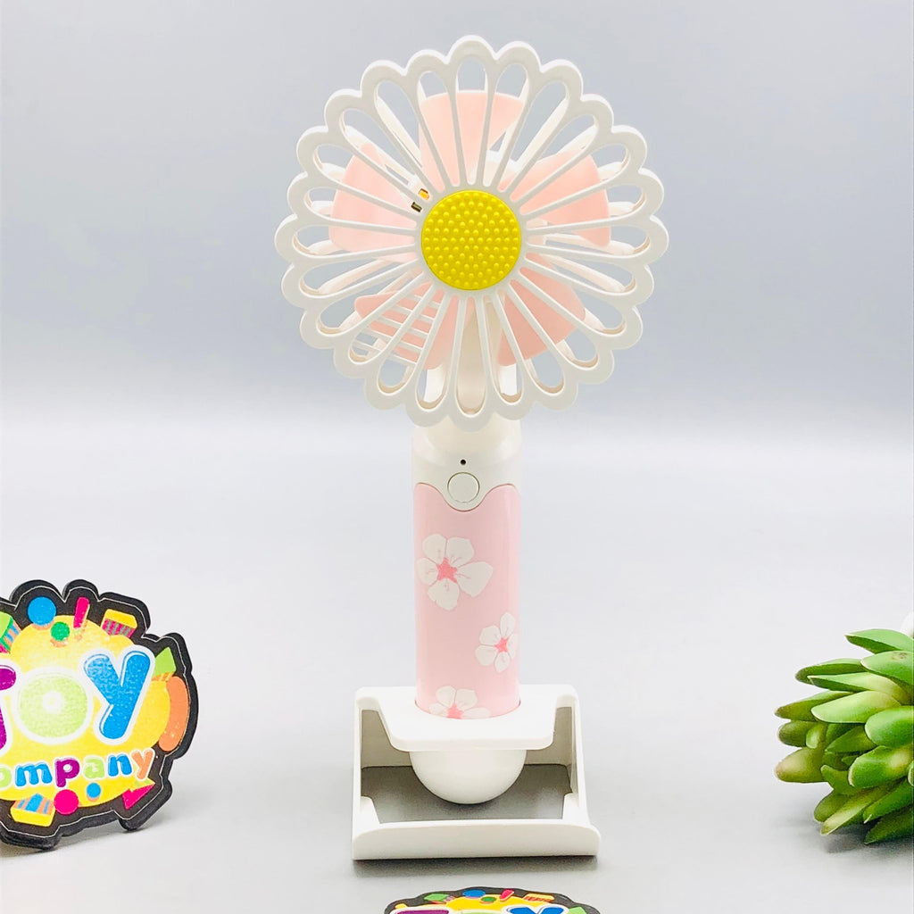 8" Rechargeable Sun Flower Design Desktop Fan With Light
