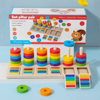 Wooden Montessori Color Matching Pillar Pair Set