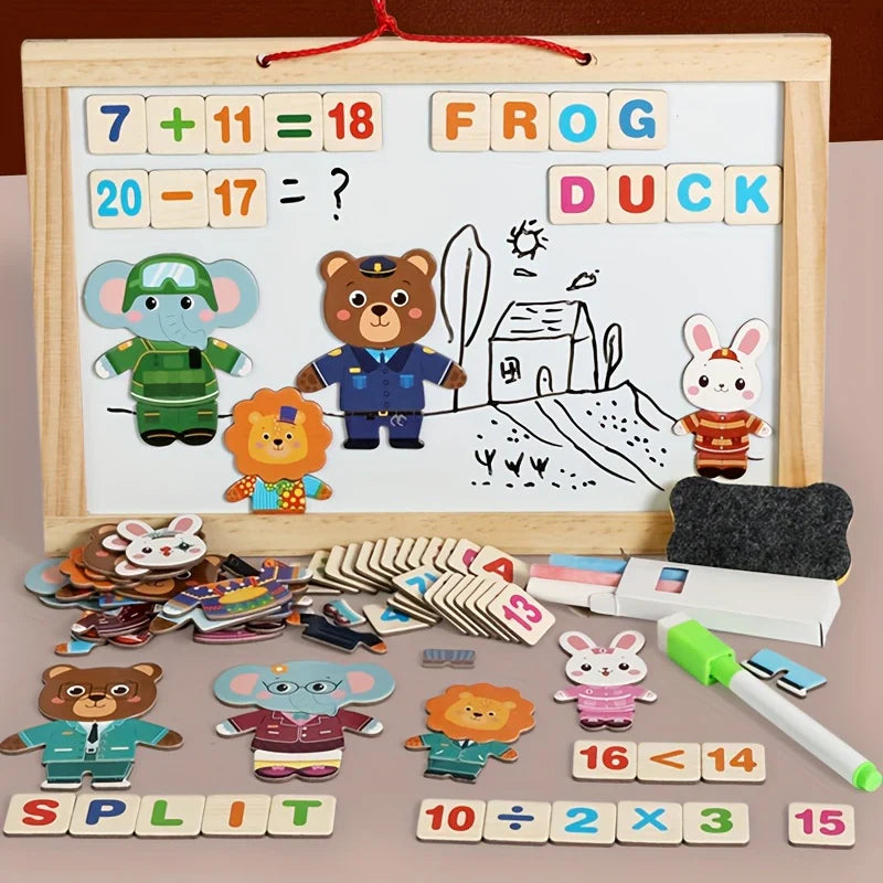 Wooden Multi-functional Bear Changing Clothes & Drawing Board