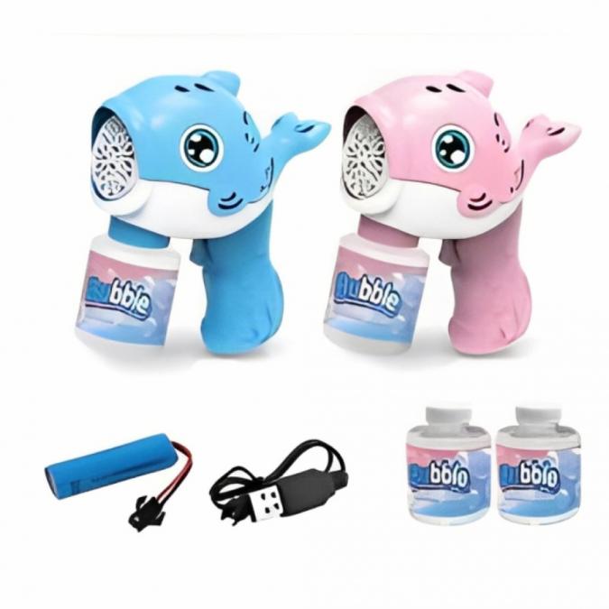 Kids Battery Operated Dolphin Themed Colorful Bubble Gun