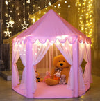 Princess Castle Play Tent House With Fairy Lights - Pink