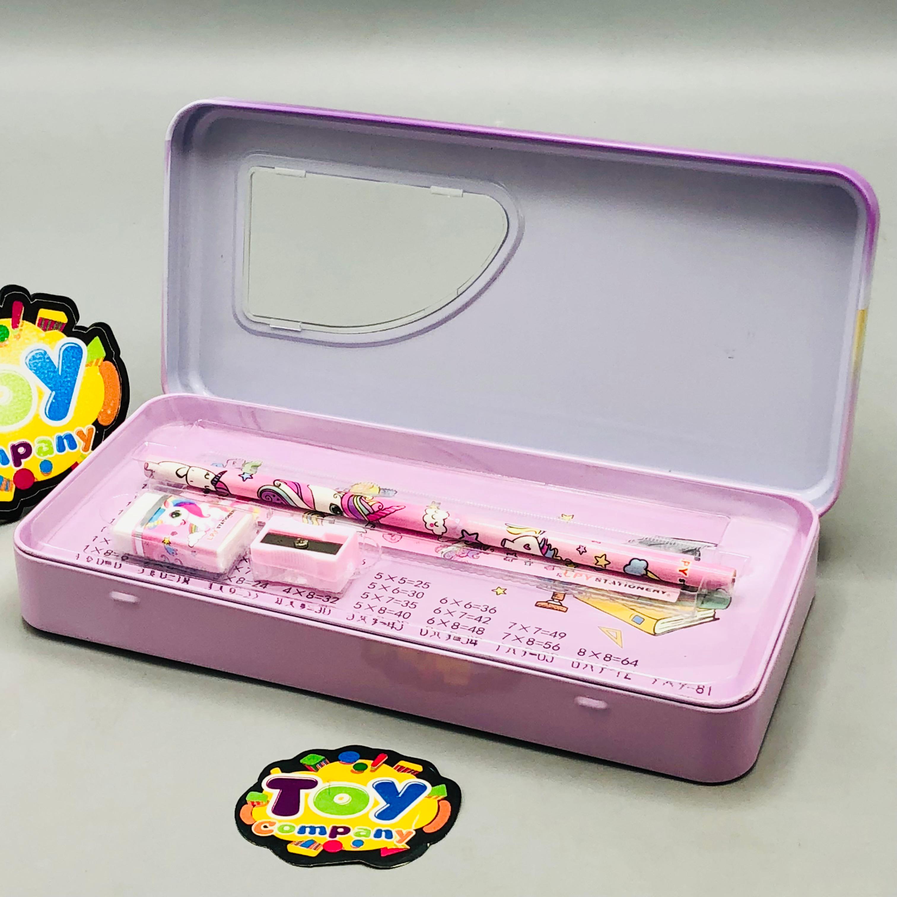 6Pcs Unicorn Themed Tin Geometry Box