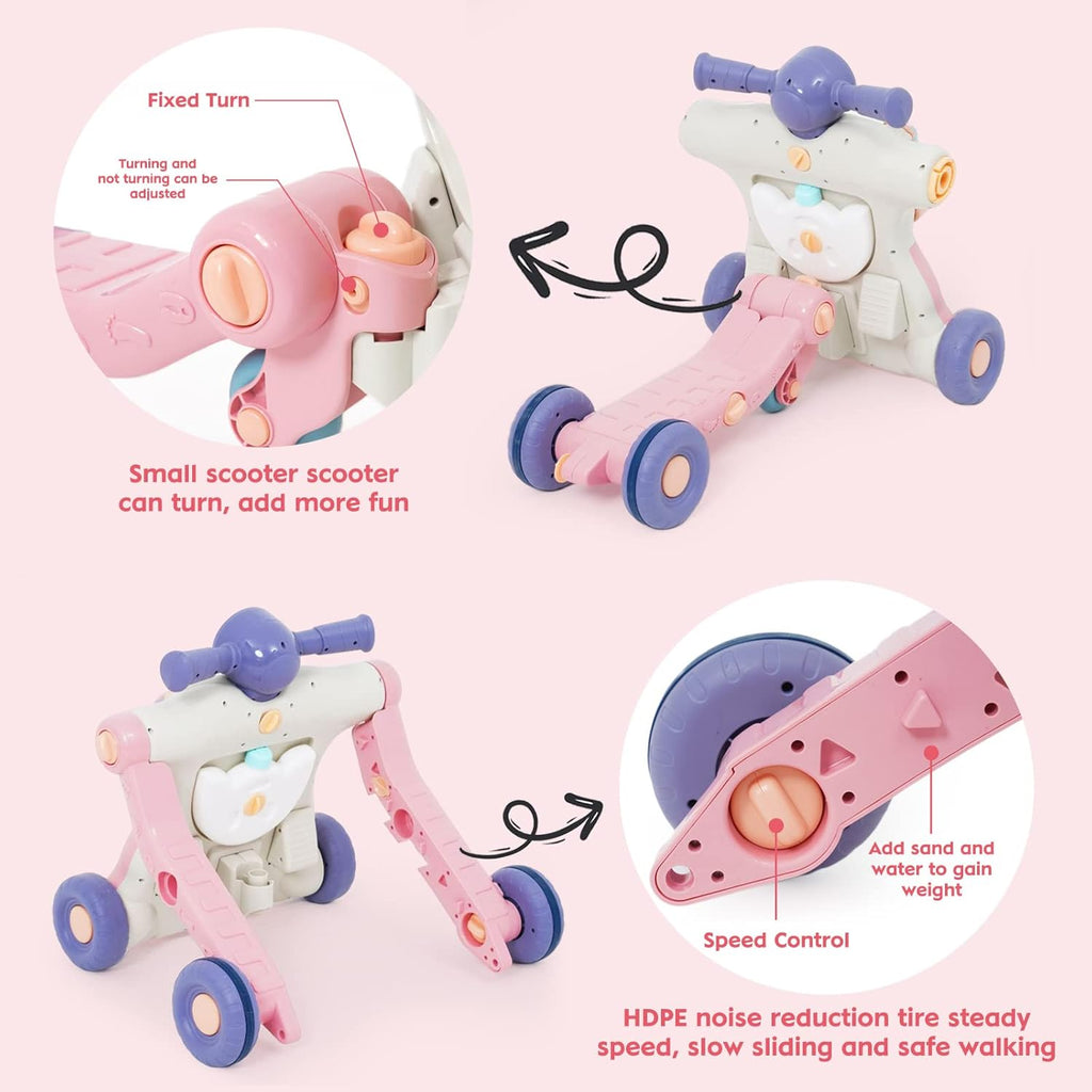 6in1 Multi-functional Baby Activity Musical Walker - Pink